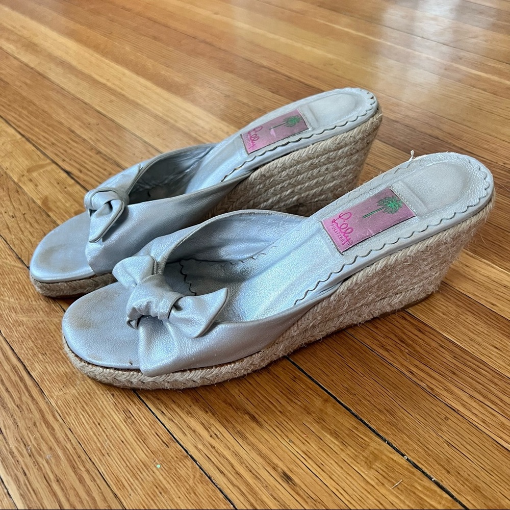Lilly Pulitzer silver espadrilles 9.5
